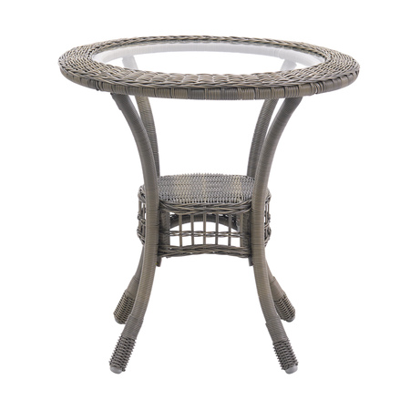 ALATERRE FURNITURE Carolina 30" Diameter All-Weather Wicker Bistro Dining Table with Glass Top AWWM01MM